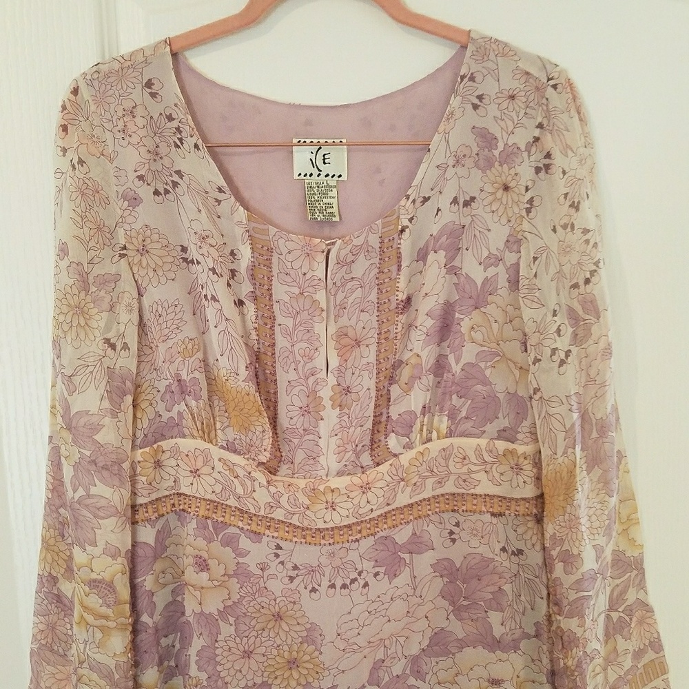 100% silk beaded tunic.